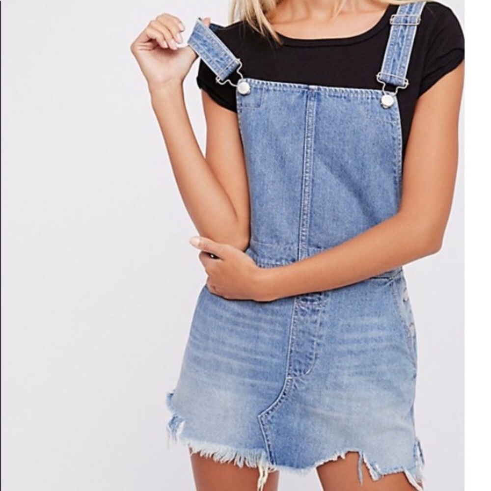 Free People Distressed Overalls